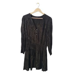 Rails Zana Animal Print Smocked Waist Mini Dress Olive Green Size Large